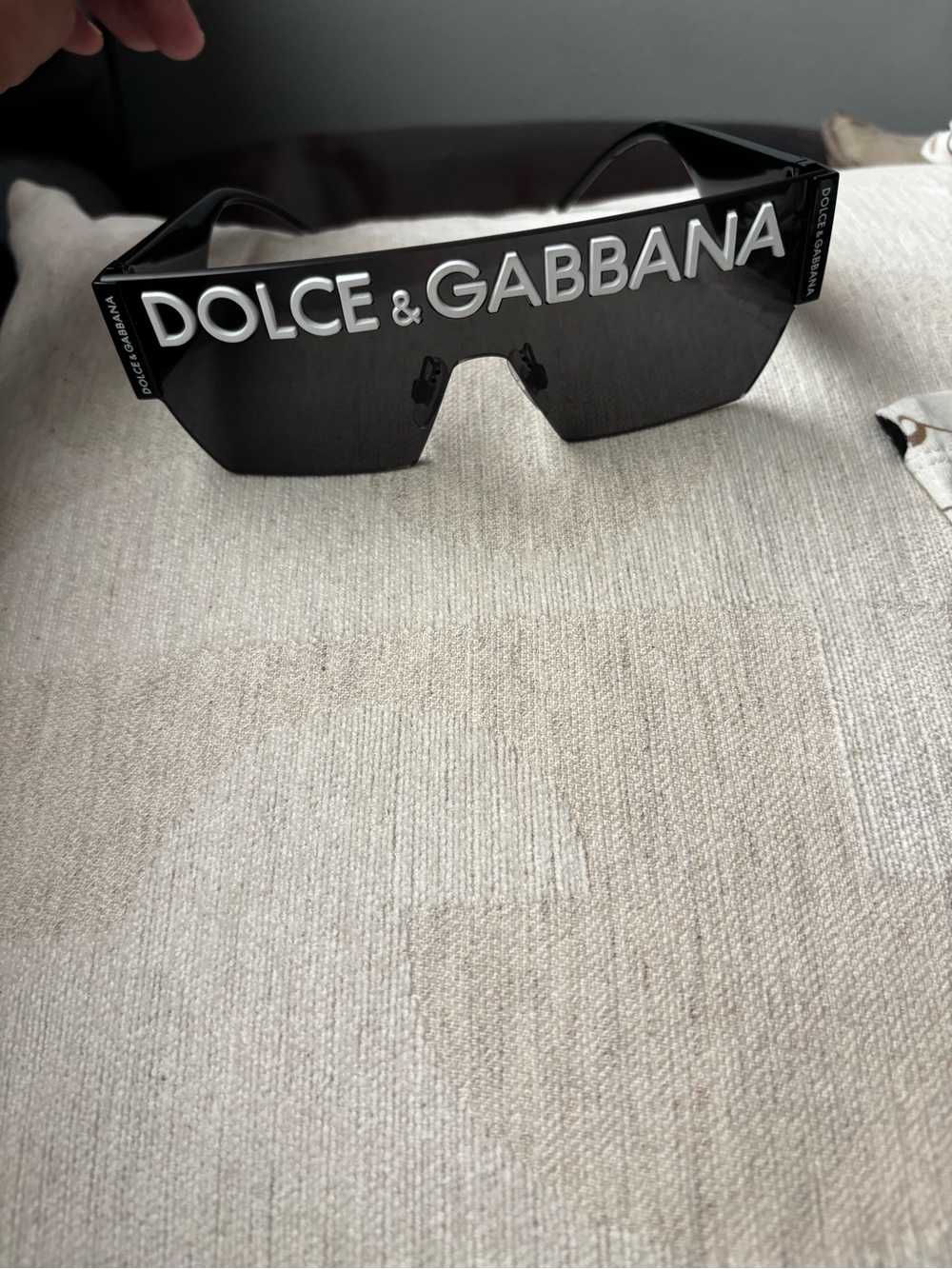 Dolce & Gabbana Oversized Logo Shield Sunglasses - Black